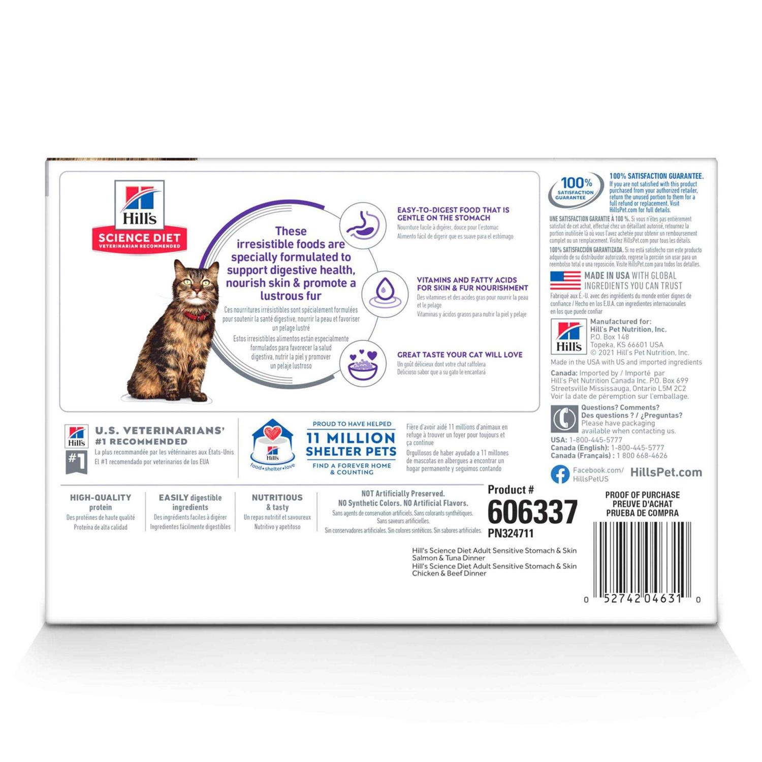 Hill’s Science Diet Adult Sensitive Stomach & Skin Wet Cat Food Pouch Variety Pack - Nail Gallerys