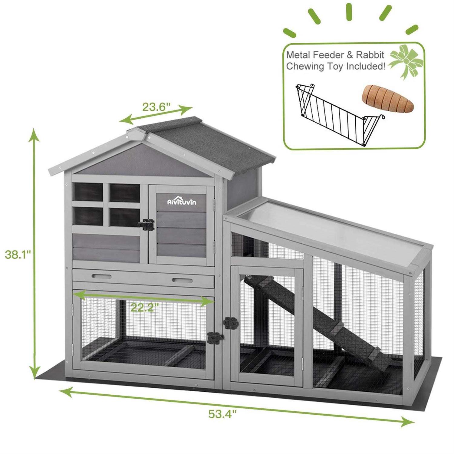 Gutinneen Rabbit House Indoor Outdoor Rabbit Hutch with Ventilation Door,Wooden Bunny cage with No LeakageTray - Nail Gallerys