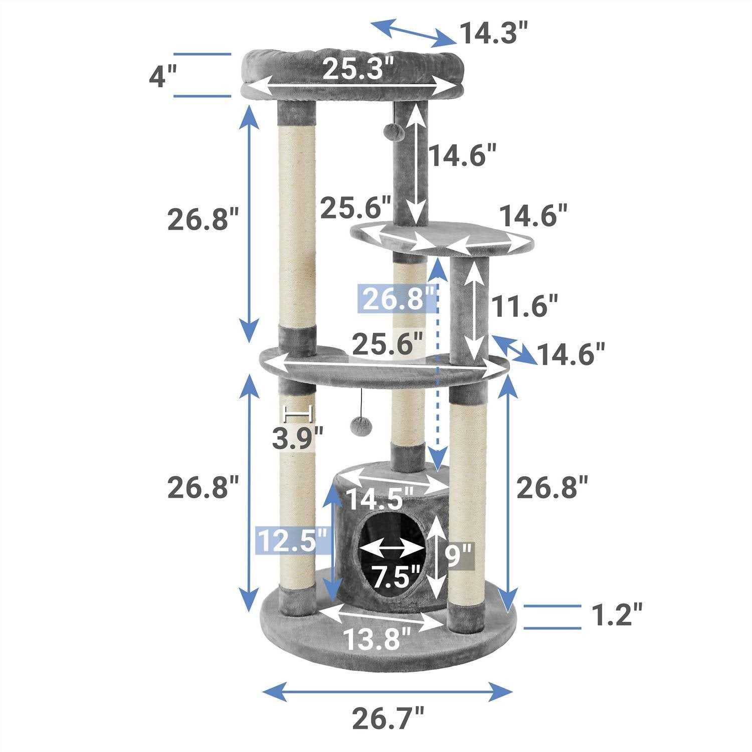 Frisco 59.5-in Heavy Duty Faux Fur Cat Tree Condo - Nail Gallerys