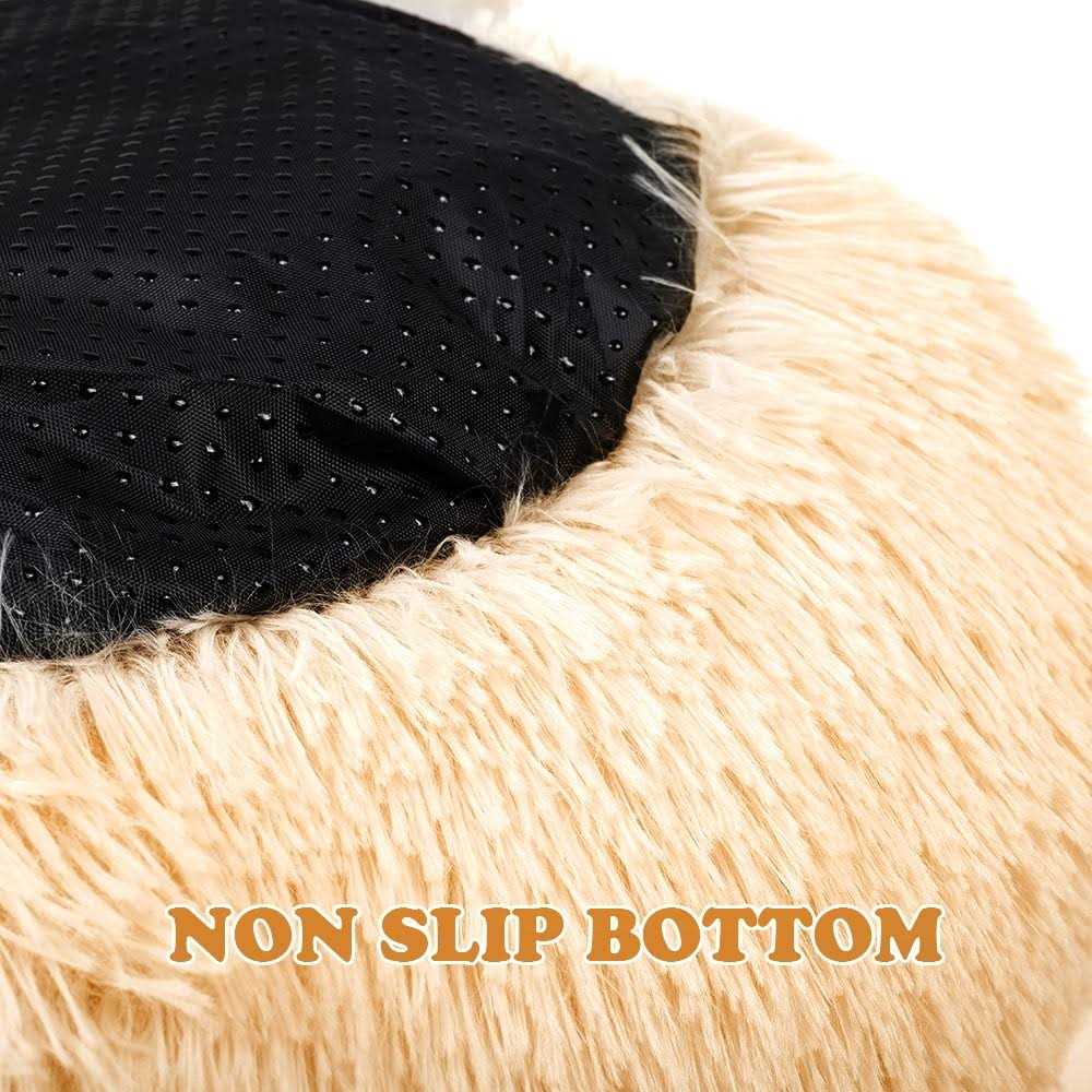 Round Plush Pet Bed for Dogs & Cats,Fluffy Soft Warm Calming Bed Sleeping Kennel Nest - Nail Gallerys