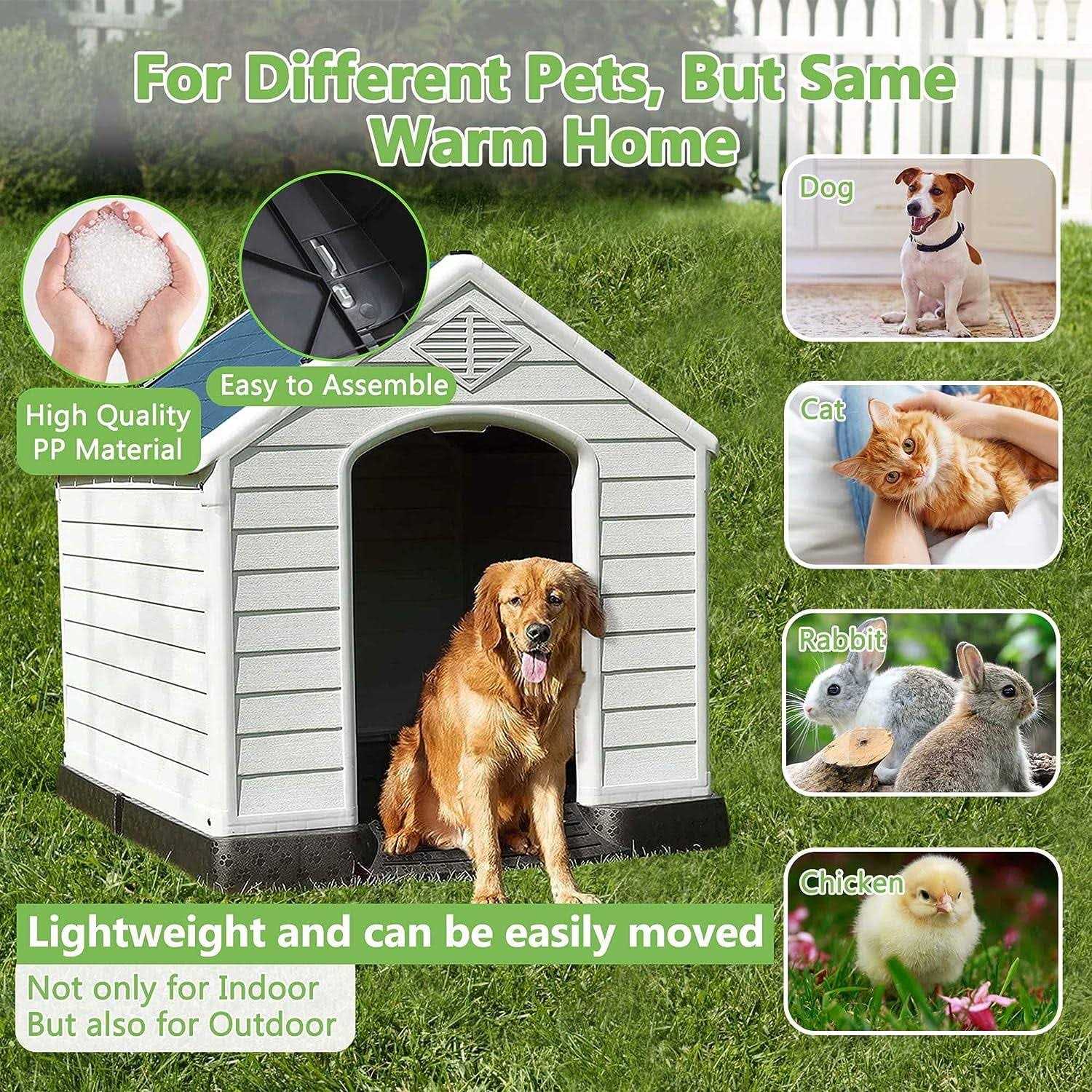 Cl.hpahkl Outdoor Large Dog HouseDurable Waterproof Plastic Dog House , with Vent and Raised Floor Large Dog House - Nail Gallerys