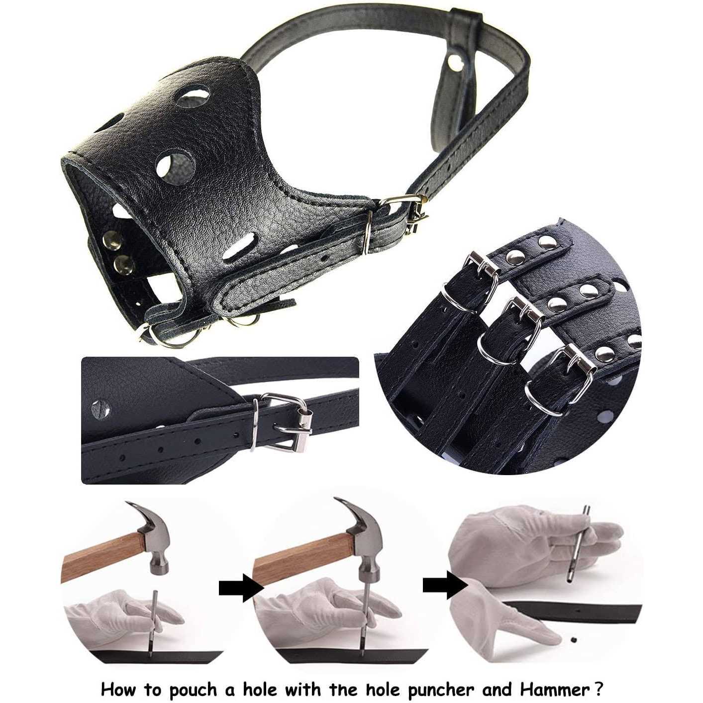 Barkless Dog Muzzle Leather, Comfort Secure Anti-Barking Muzzles For Dog, Breathable And Adjustable, Allows And Eating - Nail Gallerys