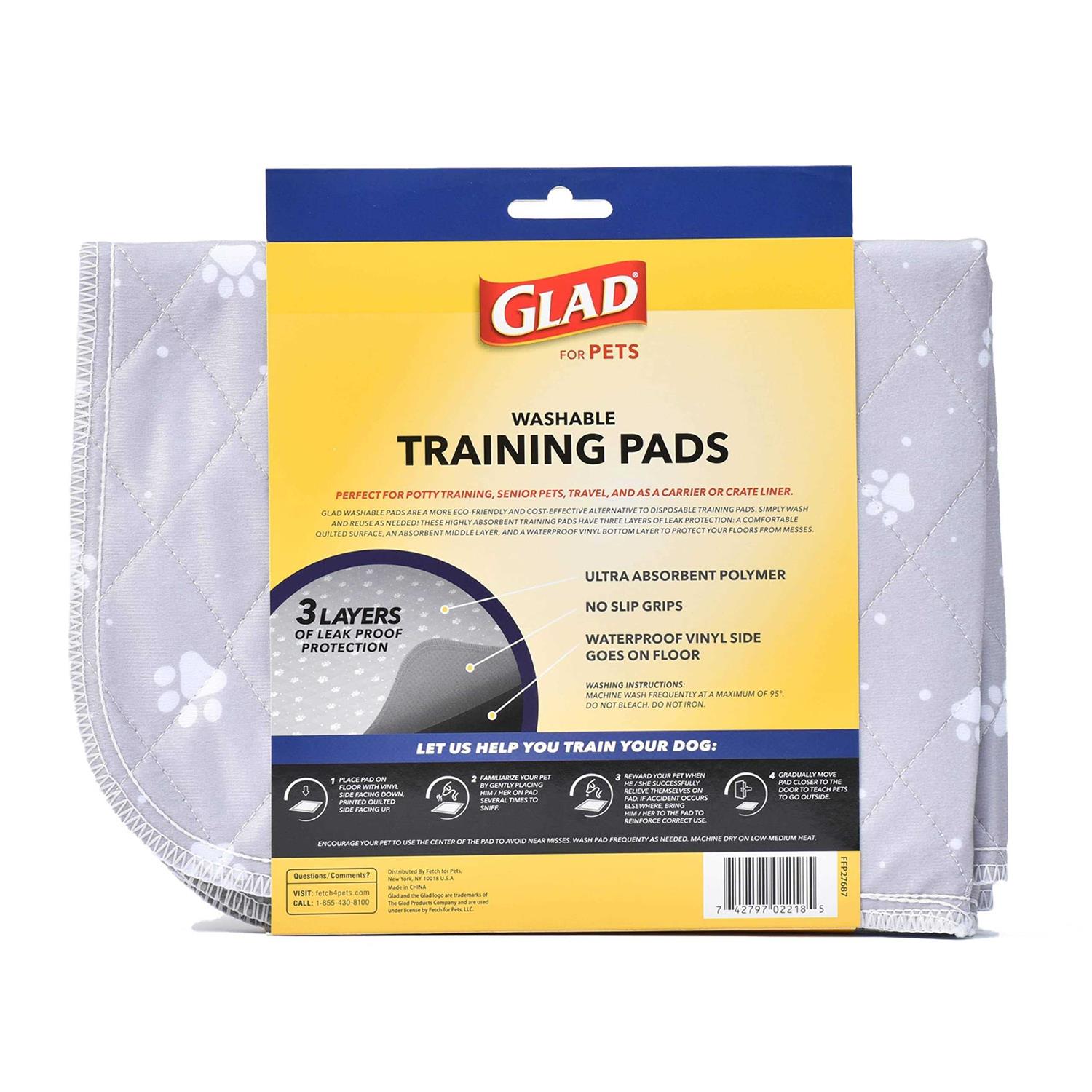 Glad for Pets Washable Training Pads Size 2 Pack Gray with Paw Prints - Nail Gallerys