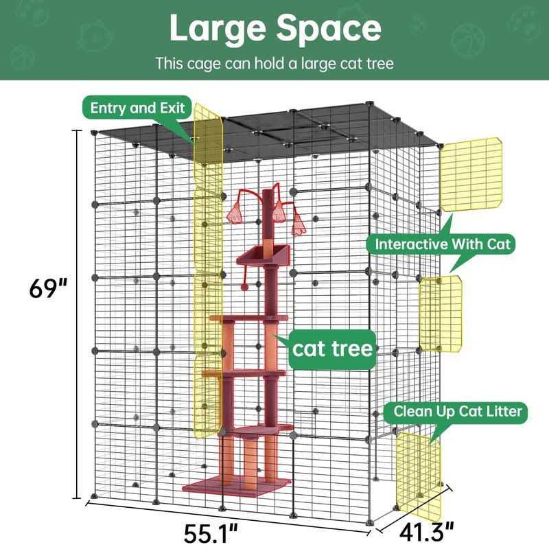 Eiiel Large Cat Cage Indoor Cat Playpen Metal Wire Kennels Crate Ideal for 1-4 Cats - Nail Gallerys