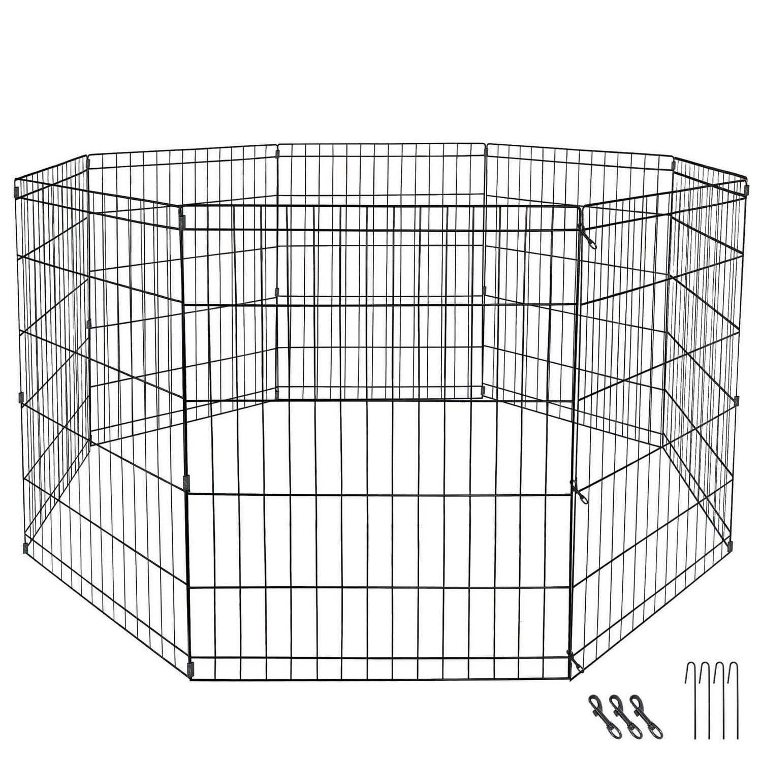 ZENSTYLE Foldable Dog Playpen Large Crate Fence 30 8 Panels Pet Exercise Cage - Nail Gallerys