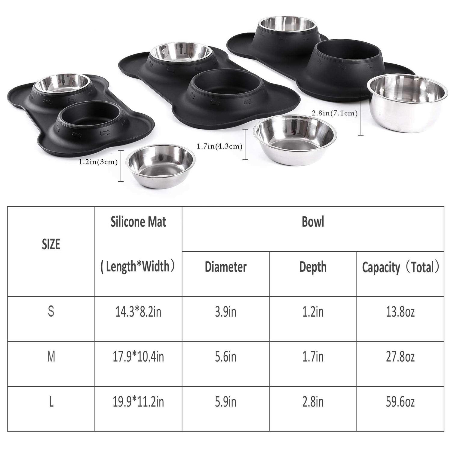 Hubulk Pet Dog Bowls 2 Stainless Steel Dog Bowl with No Spill Non-Skid Silicone Mat + Pet Food Scoop Water and Food Feeder Bowls for Feeding - Nail Gallerys