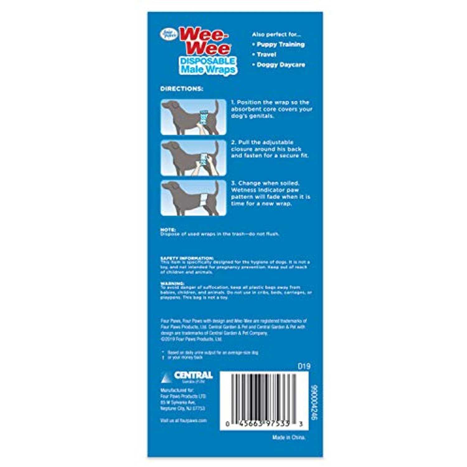 Four Paws Wee Wee Disposable Male Dog Wraps - Nail Gallerys