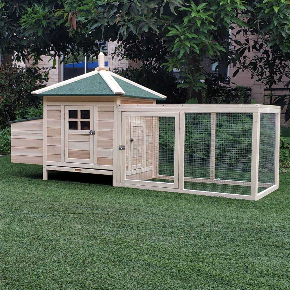 PawHut 77 Wooden Chicken Coop with Nesting Box Cute Outdoor Hen House with Removable Tray - Nail Gallerys