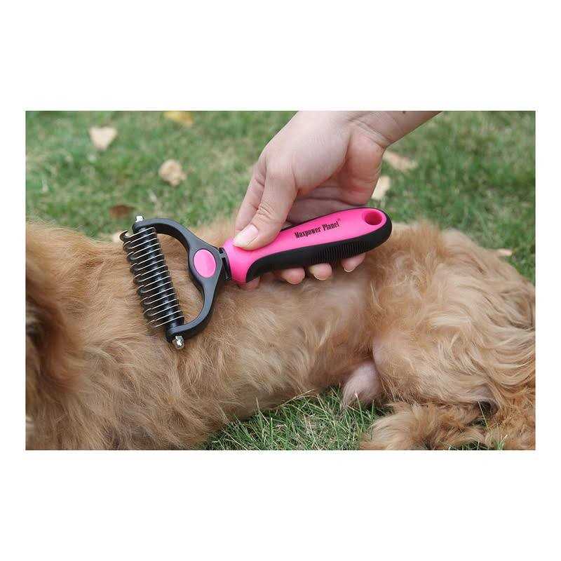 Maxpower Planet Pet Grooming Brush Double Sided Shedding Dematting Undercoat Rake for Dogs - Nail Gallerys