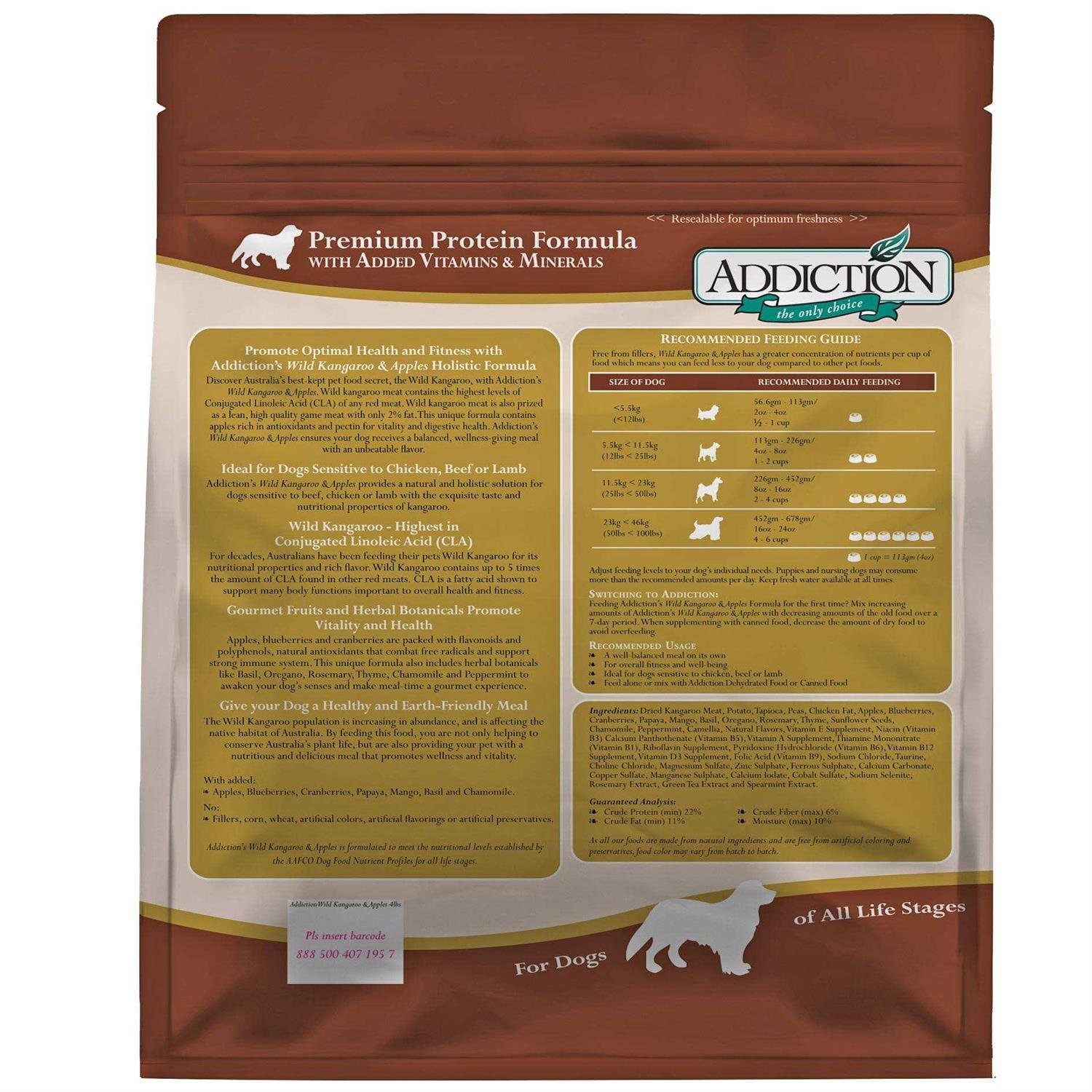 Addiction Wild Kangaroo & Apples Dry Dog Food Limited Ingredient Premium Protein - Nail Gallerys