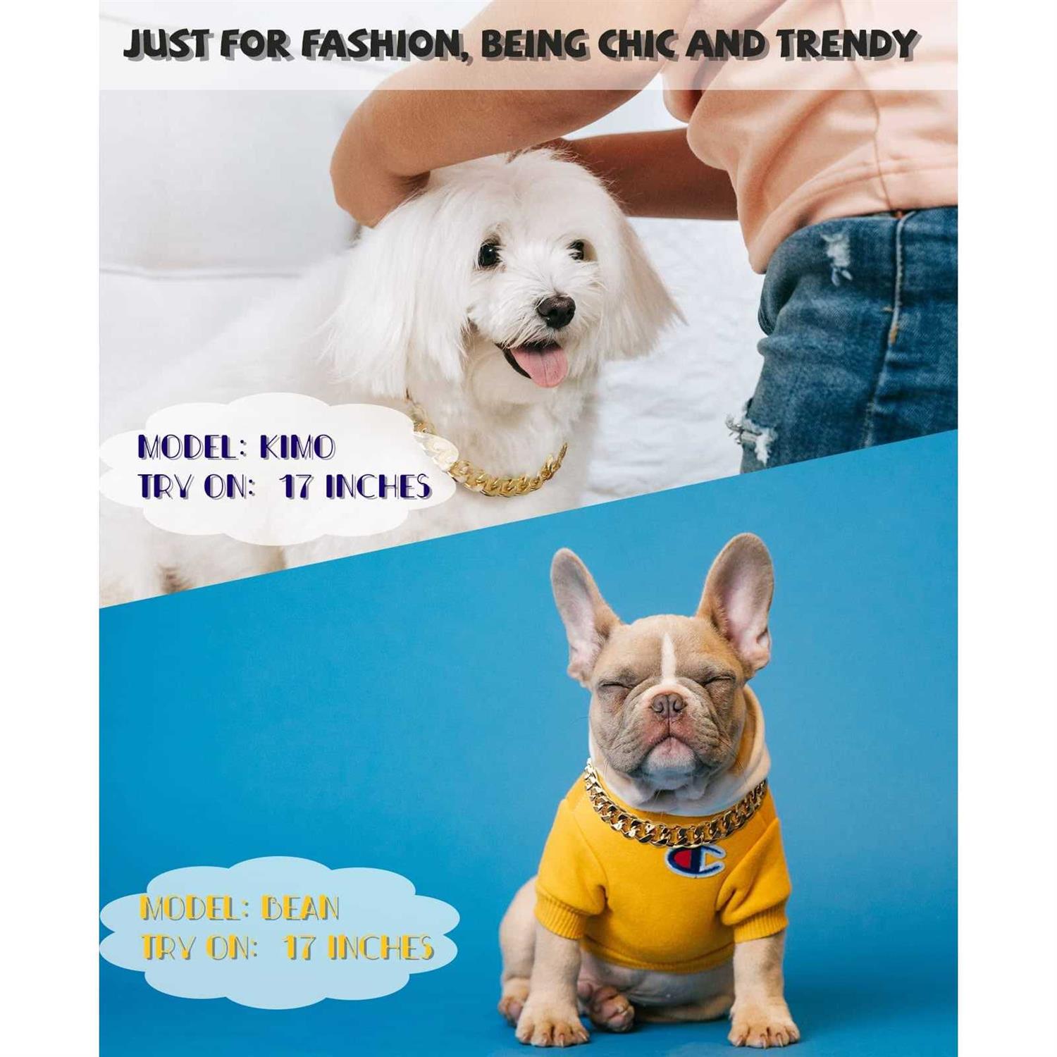 PP cOLOR gold chain Dog collar-34 Width cuban Link Dog Necklace - Nail Gallerys