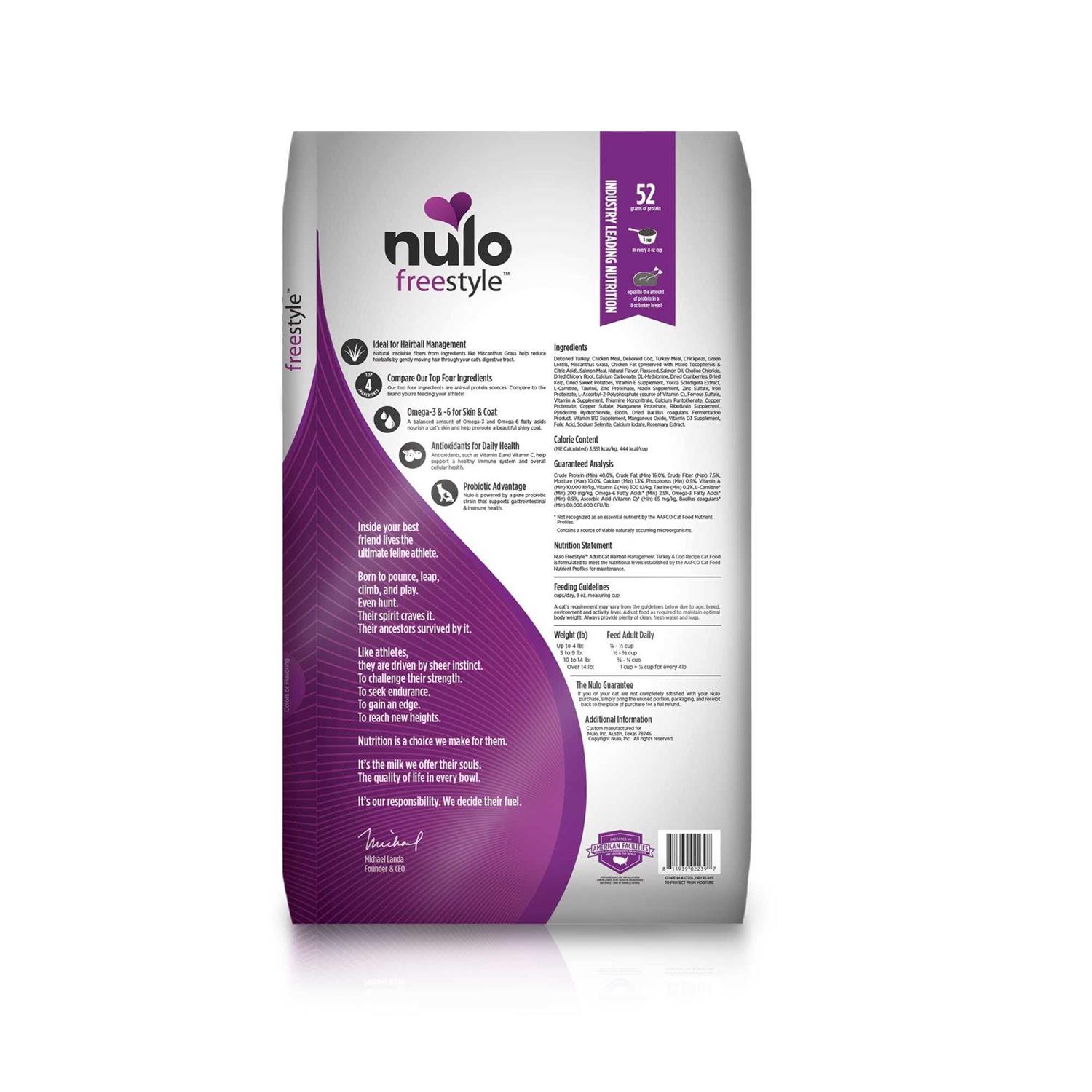 Nulo Freestyle Hairball Management Turkey & Cod Recipe Grain-Free Dry Cat Food - Nail Gallerys