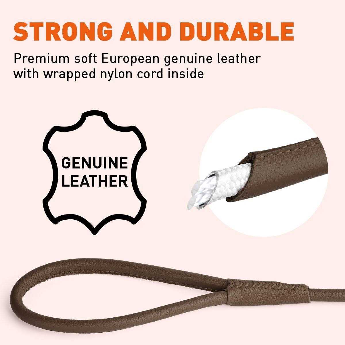 Dogline Soft Leather Round Leash - Nail Gallerys