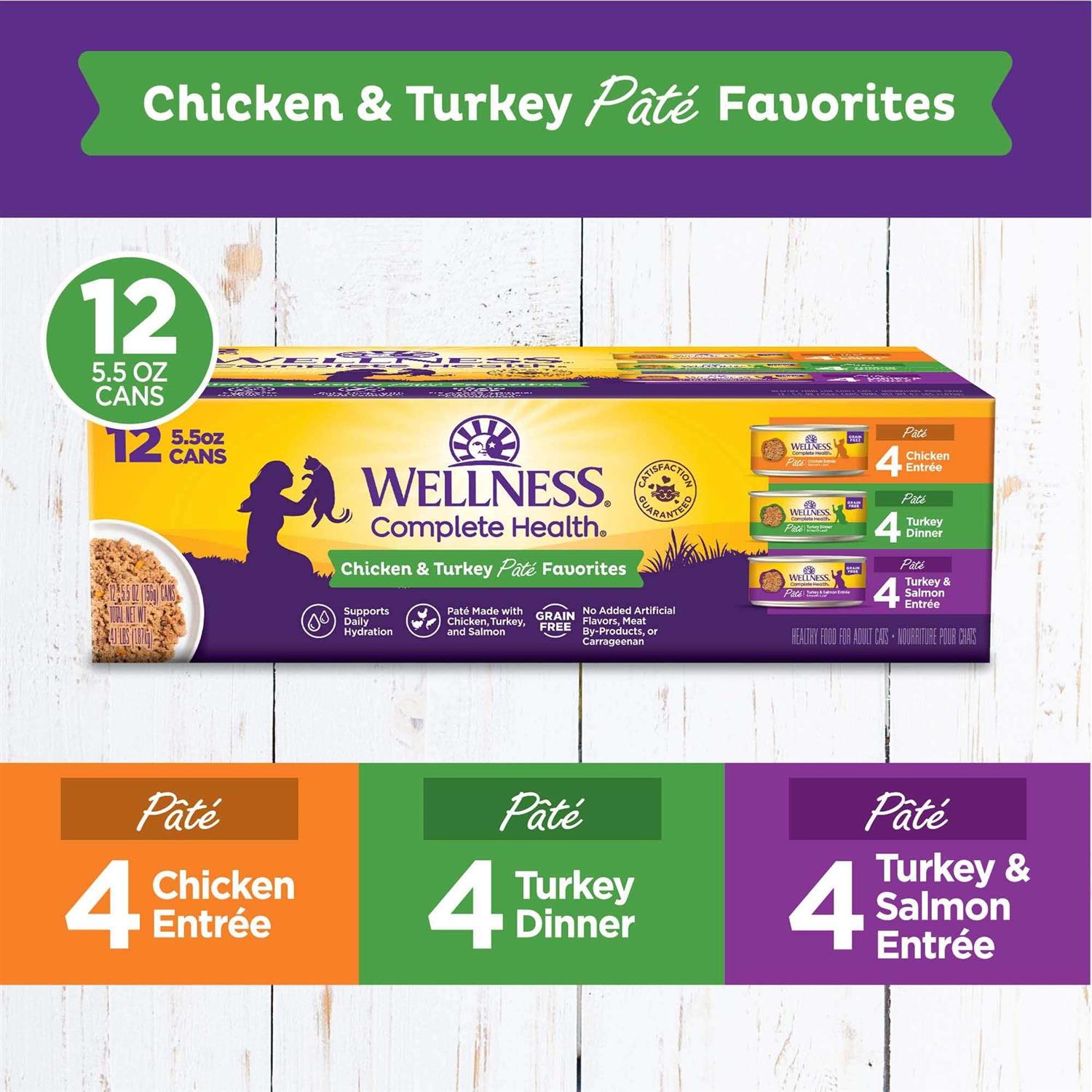 Wellness Complete Health Chicken & Turkey Pate Favorites Cat Food Variety Pack - Nail Gallerys