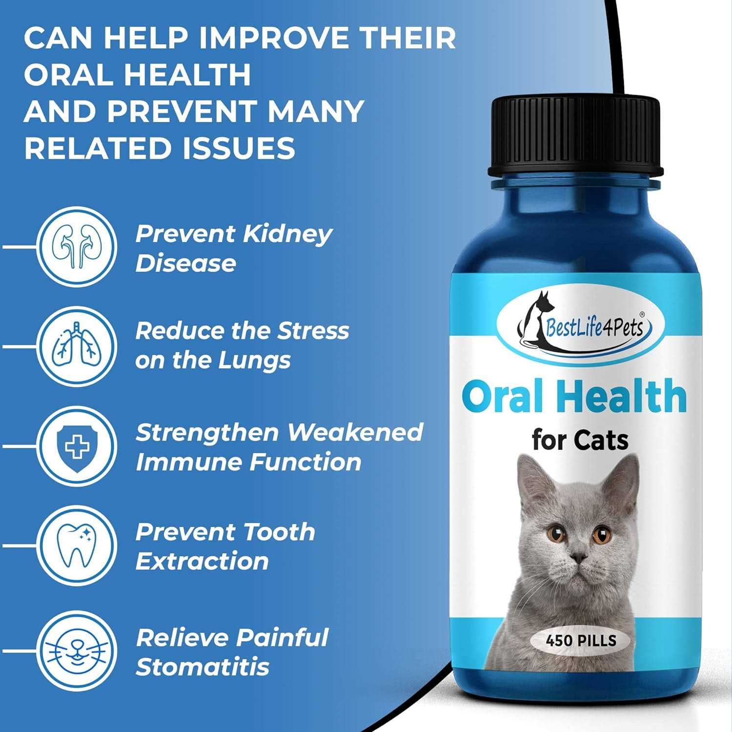 BestLife4Pets Oral Health for Cats Cat Dental Care Supplement Anti inflammatory Pain Relief for Stomatitis Gingivitis and Gum Disease Cat Supplies - Nail Gallerys