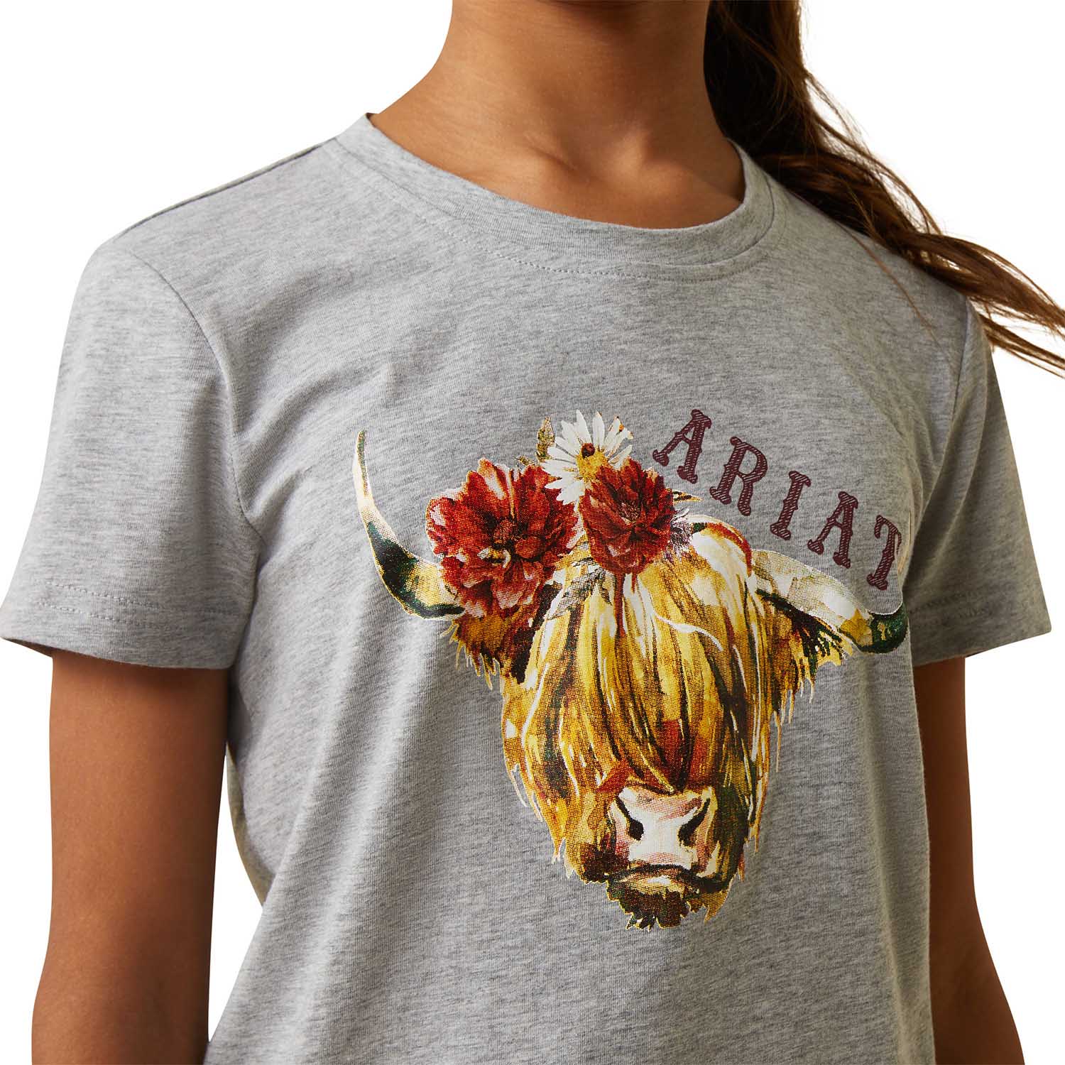 Ariat Girl's Highlander Rose T-Shirt, Heather Gray - Nail Gallerys