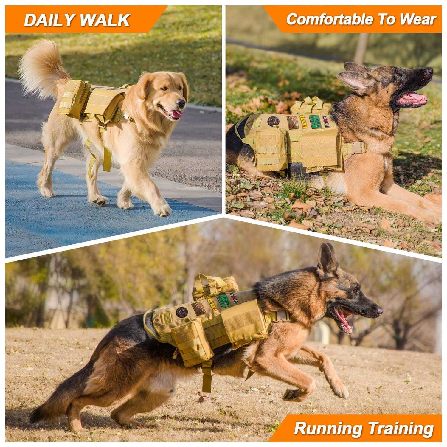 AIWAI Tactical Dog Harness with Pouches,Dog Vest Harness for Large Medium Dogs with Hook & Loop Panels,Adjustable Military Dog Harness with Handle - Nail Gallerys