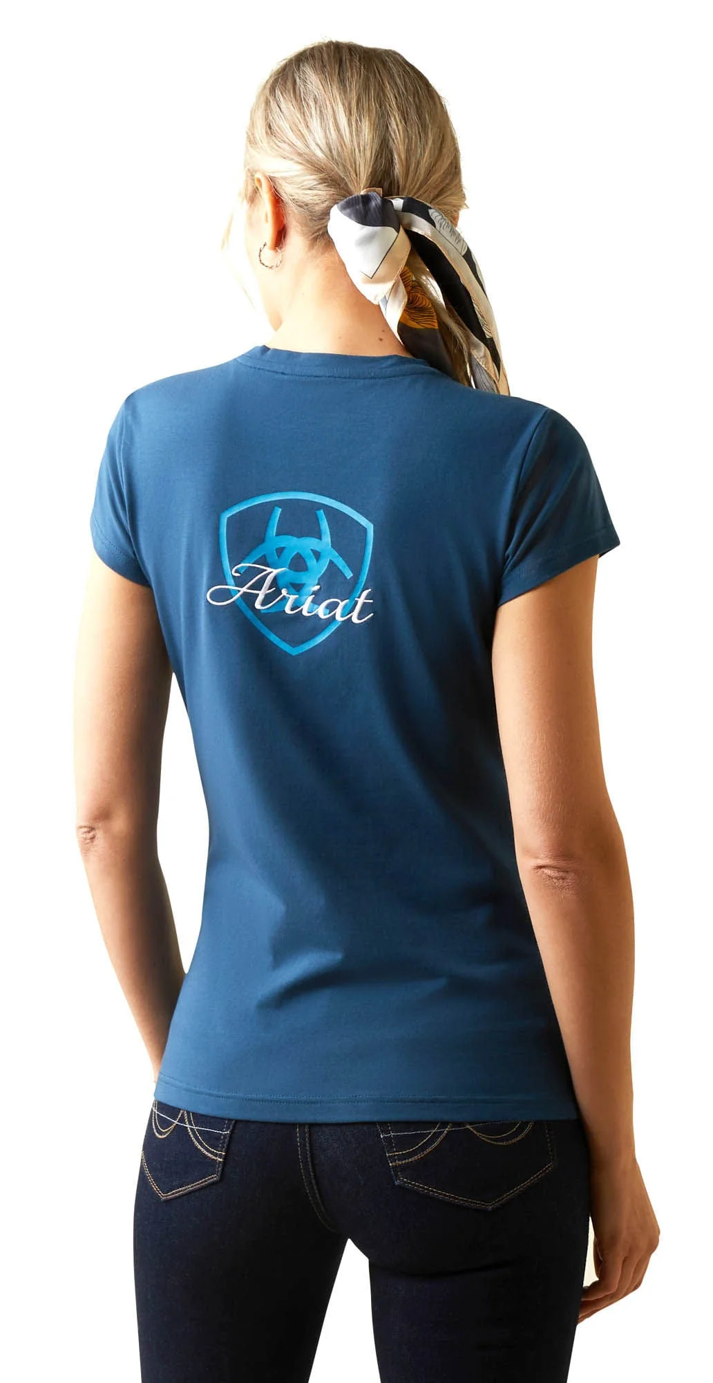 Ariat Women's Logo Script T-Shirt, Deep Petroleum - Nail Gallerys