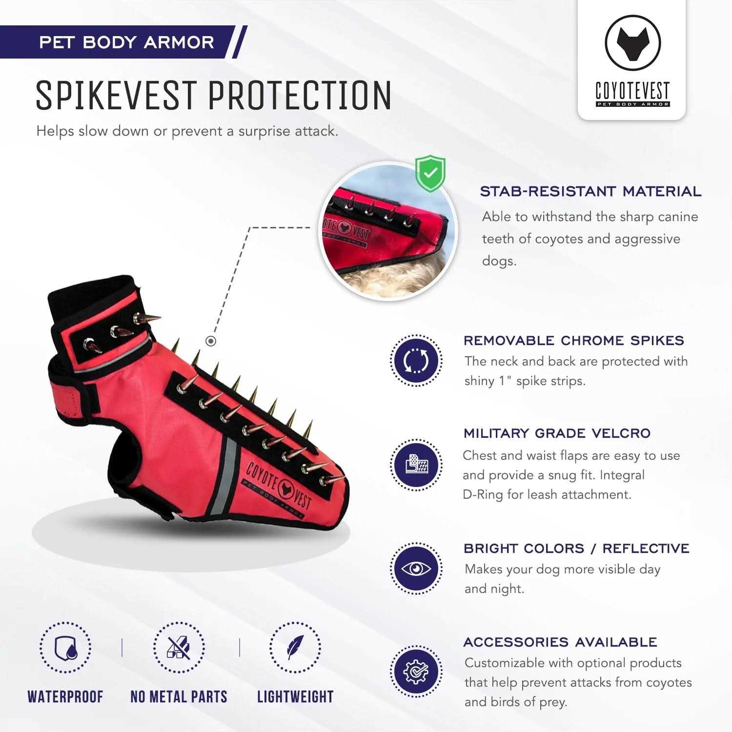 CoyoteVest SpikeVest Dog Harness Vest Reflective Dog Accessories with Spikes to Shield Your Pet from Raptor and Animal Attacks - Nail Gallerys