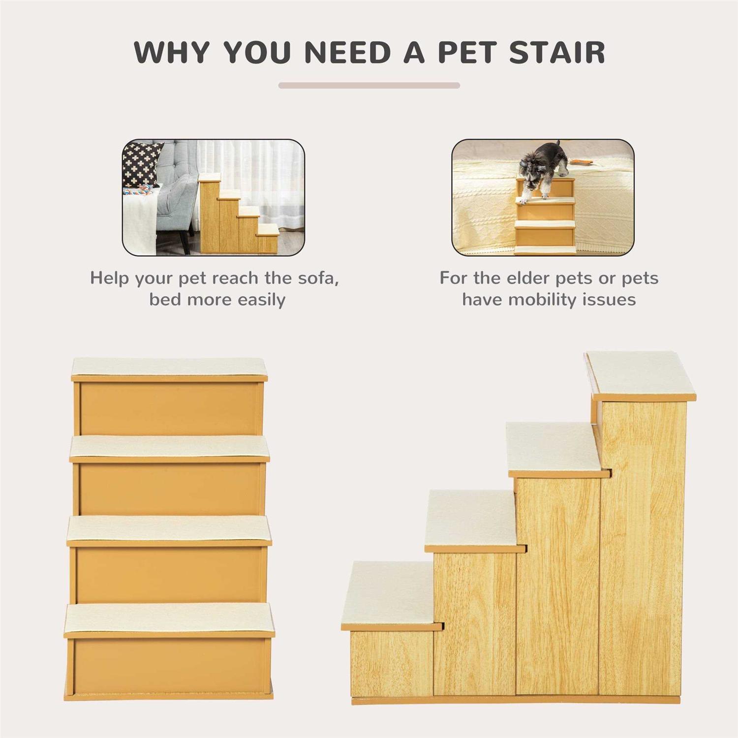 PawHut Pet Stairs, Small Pet Steps with Cushioned Removable Covering for Dogs and Cats Up to 22 Lbs - Nail Gallerys