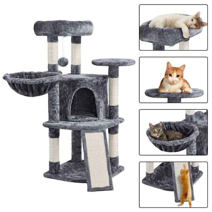 Topeakmart Medium Plush Cat Tree Condo with Basket - Nail Gallerys