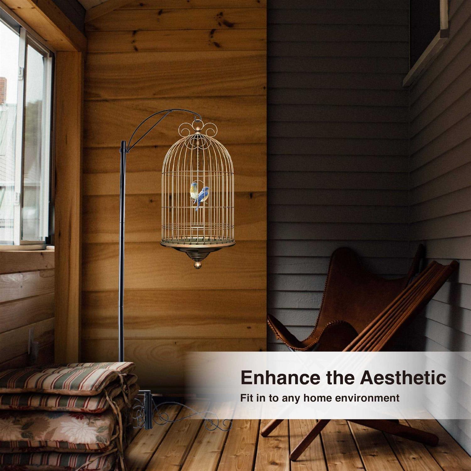 HOHIYA 61 Inch Bird Cage Stand Shepherd Hook Hanging for Pet Hummingbird Feeder Solar Light Lantern Hanging Plant Flower Basket Home Garden Max - Nail Gallerys