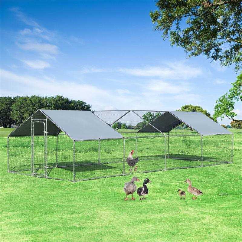 Costway 26.2 x 9.5 ft Large Walk-in Chicken Coop with Roof Cover - Nail Gallerys
