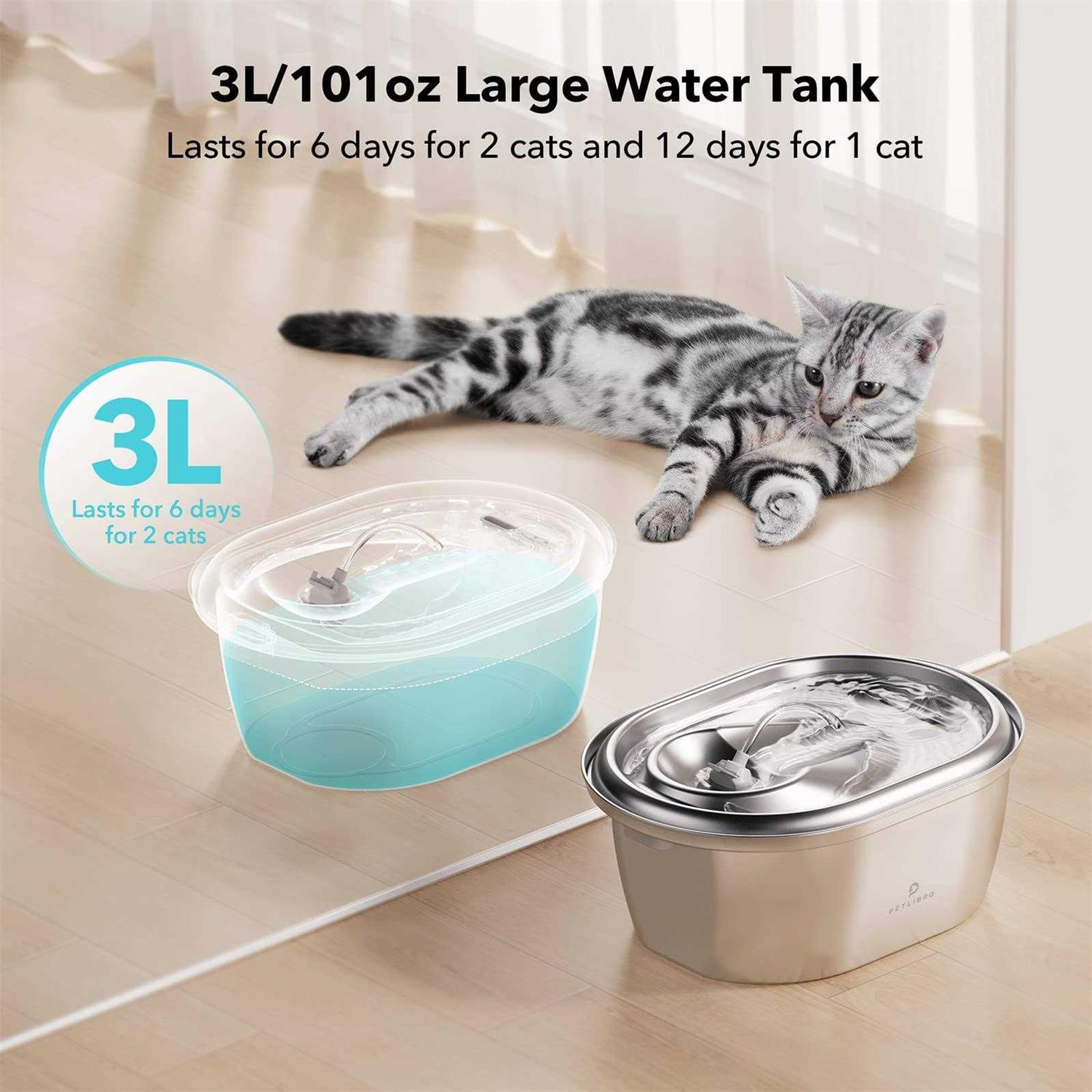 PETLIBRO Cat Water Fountain Stainless Steel 2L & 3L Pet Water Fountain for Cats Inside - Nail Gallerys