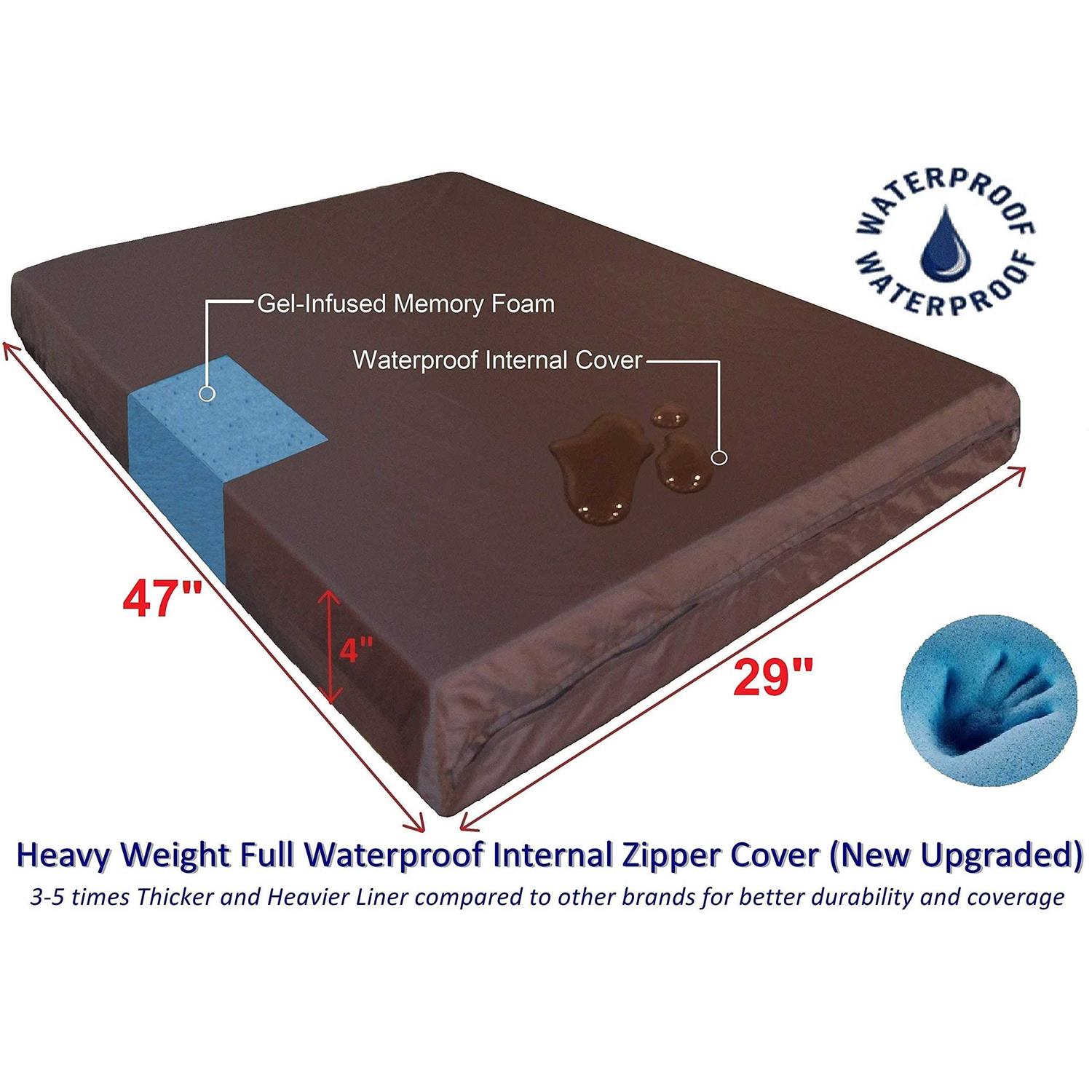 Dogbed4less Orthopedic gel Memory Foam Dog Bed Large Pet and Waterproof Liner Cover - Nail Gallerys