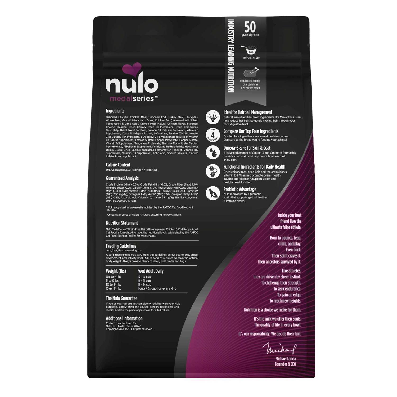 Nulo Chicken & Cod Adult MedalSeries Hairball Management Dry Cat Food - Nail Gallerys