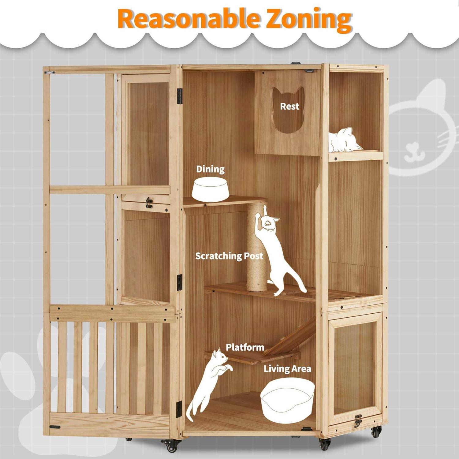 MCombo Large Corner Cat House Villa with Scratching Post - Nail Gallerys
