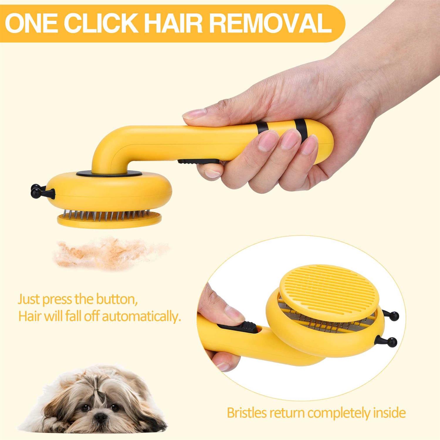 METREE Cat Hair Brush, Self Cleaning Pet Slicker Brush with Release Button, Cat Hair Cleaner Brush for Shedding, Grooming Brush for Long or Short - Nail Gallerys