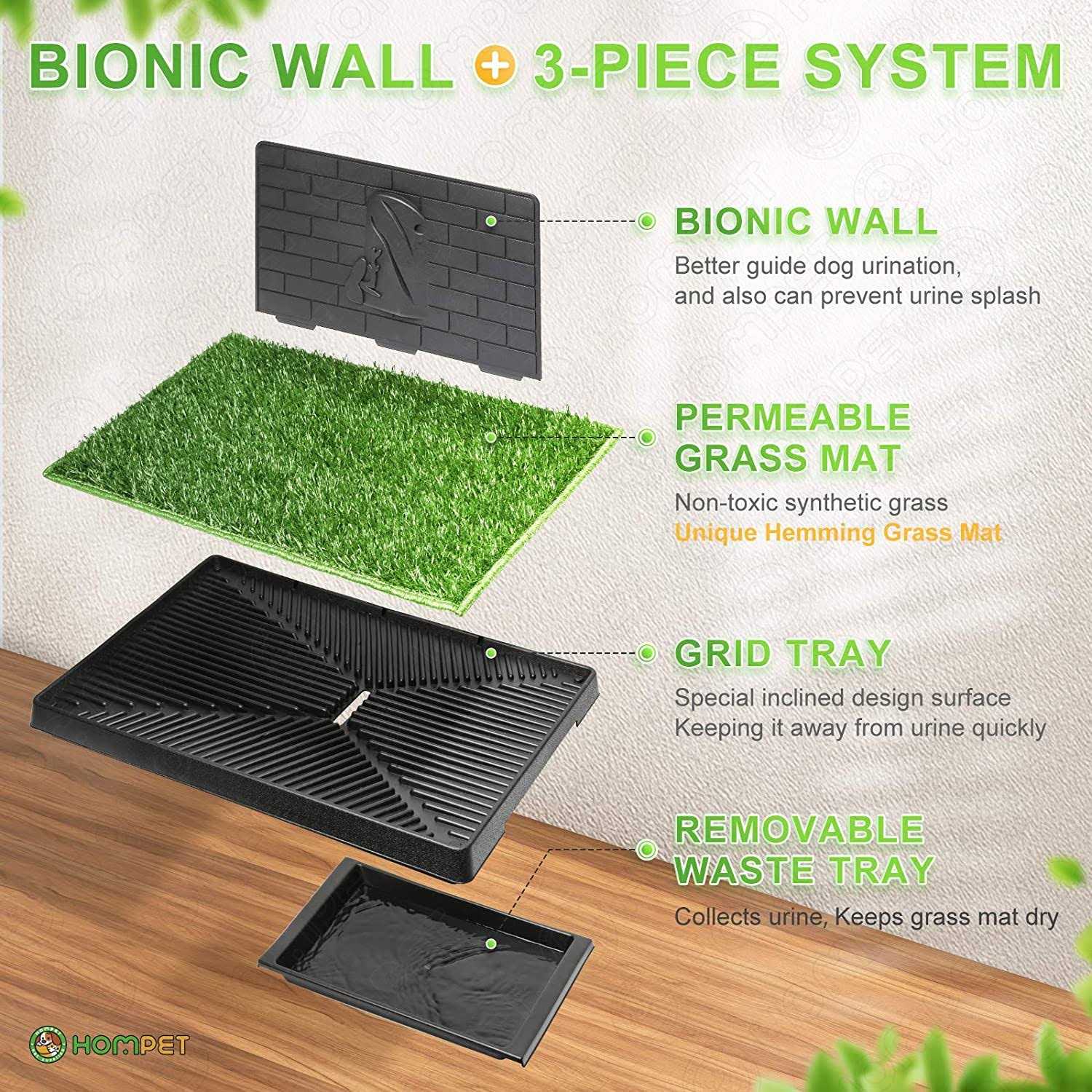 Hompet Dog Grass Pad with Tray Large, Puppy Turf Potty Reusable Training Pads with Pee Baffle, Artificial Grass Patch for Indoor and Outdoor Use - Nail Gallerys