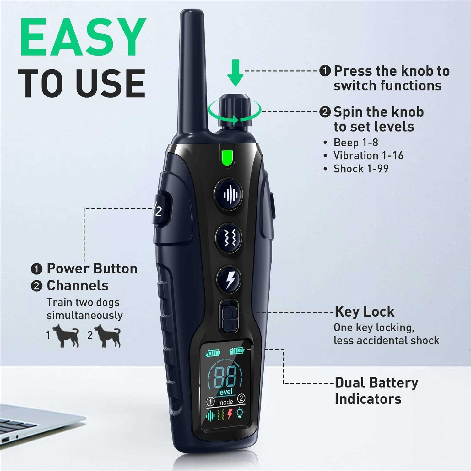Nikketta Dog shock Collar 2 Dogs with Flashing Light for Night Walks,4000FT Dog Training Collar Adjustable Pitch beep - Nail Gallerys