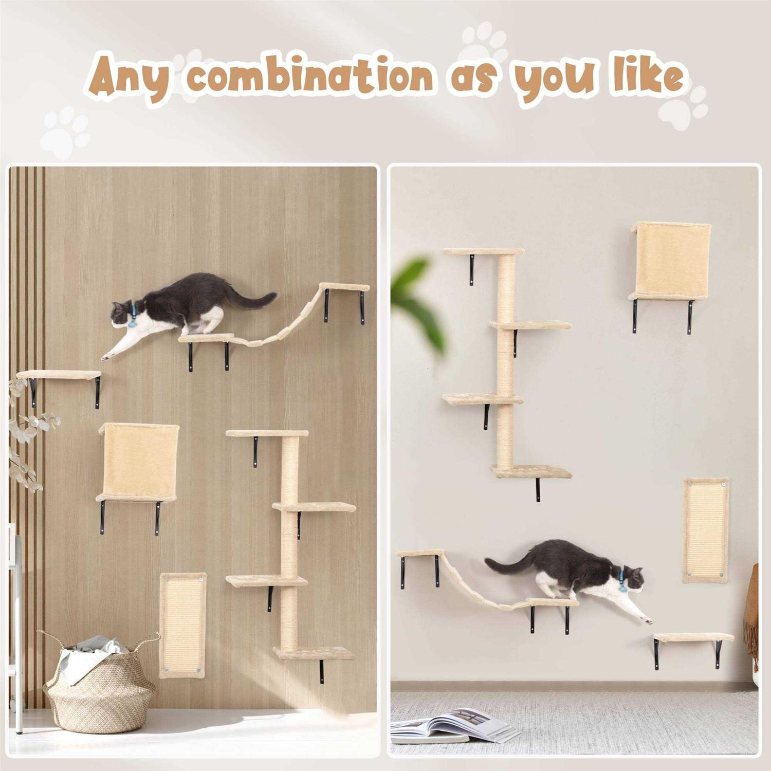 Coziwow Wall Mounted Shelves Set Cat Tree - Nail Gallerys
