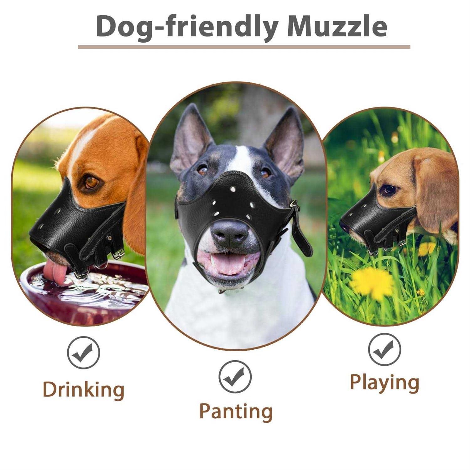 Barkless Dog Muzzle Leather, Comfort Secure Anti-Barking Muzzles For Dog, Breathable And Adjustable, Allows And Eating - Nail Gallerys
