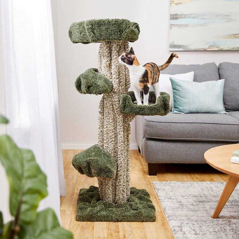Frisco 49-in Tree-Shaped Real Carpet Wooden Cat Tree - Nail Gallerys