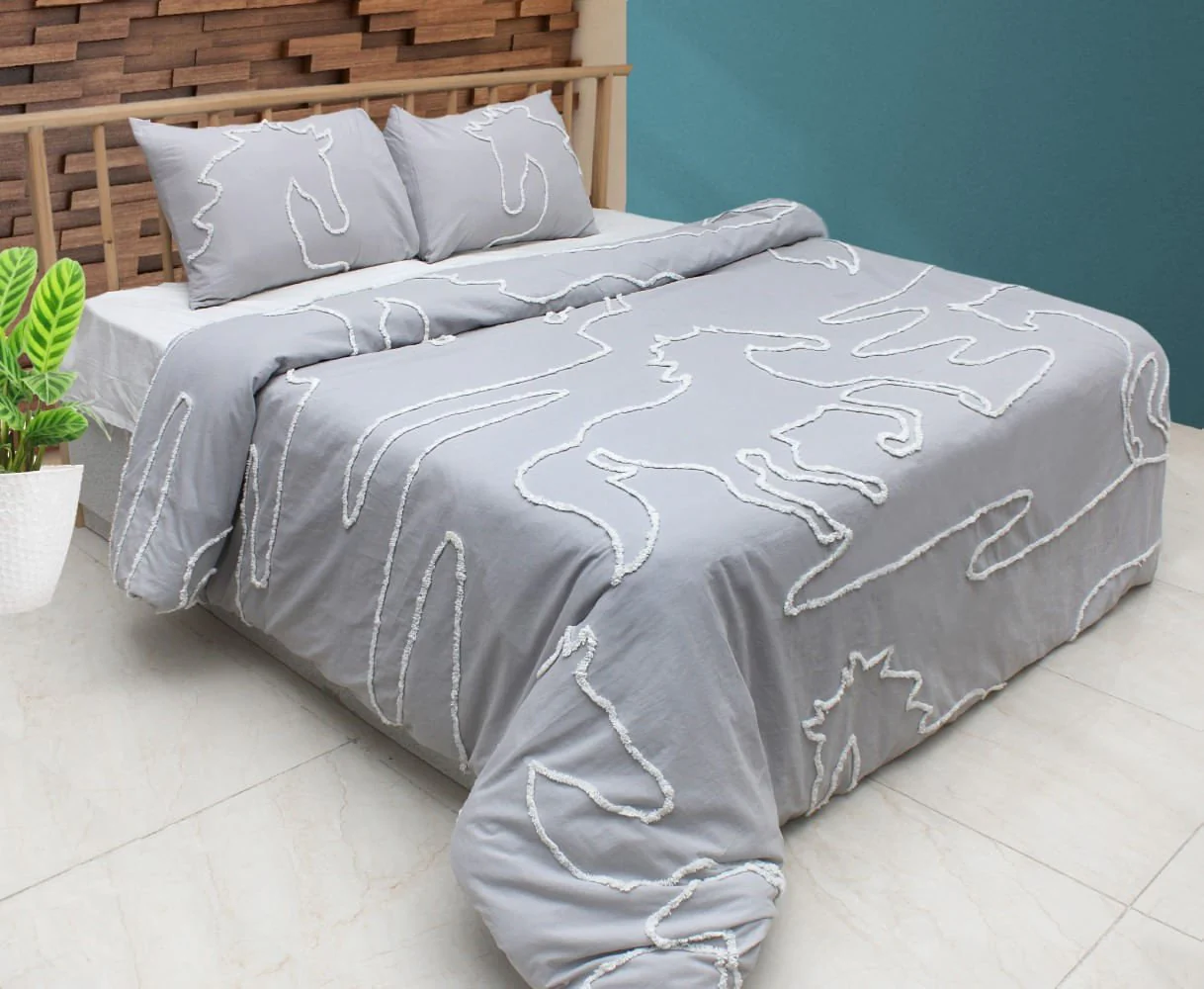 Lila Elegant Horse 100% Cotton 3 Pc Duvet Set - Nail Gallerys