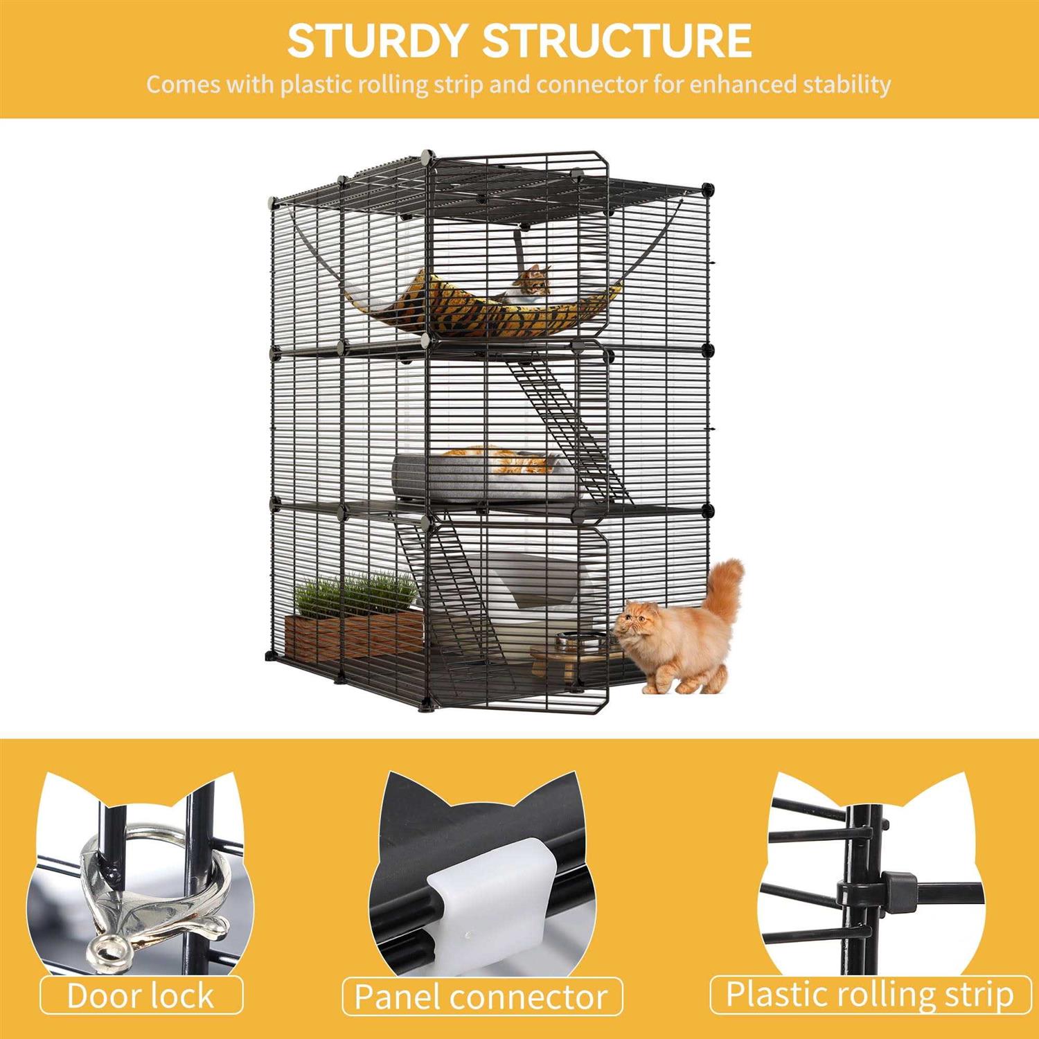 Dextrus Cat Cage Cat Enclosures Cat Kennel with Extra Large Hammock for 1-2 Cats - Nail Gallerys