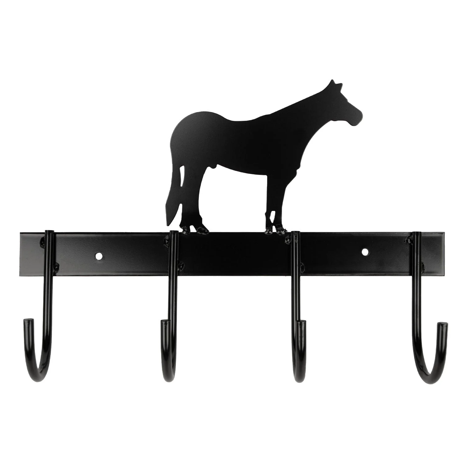 Wall Mount 4-Hook Horse Tack Rack, Barrel Racer or Horse Silhouette - Nail Gallerys