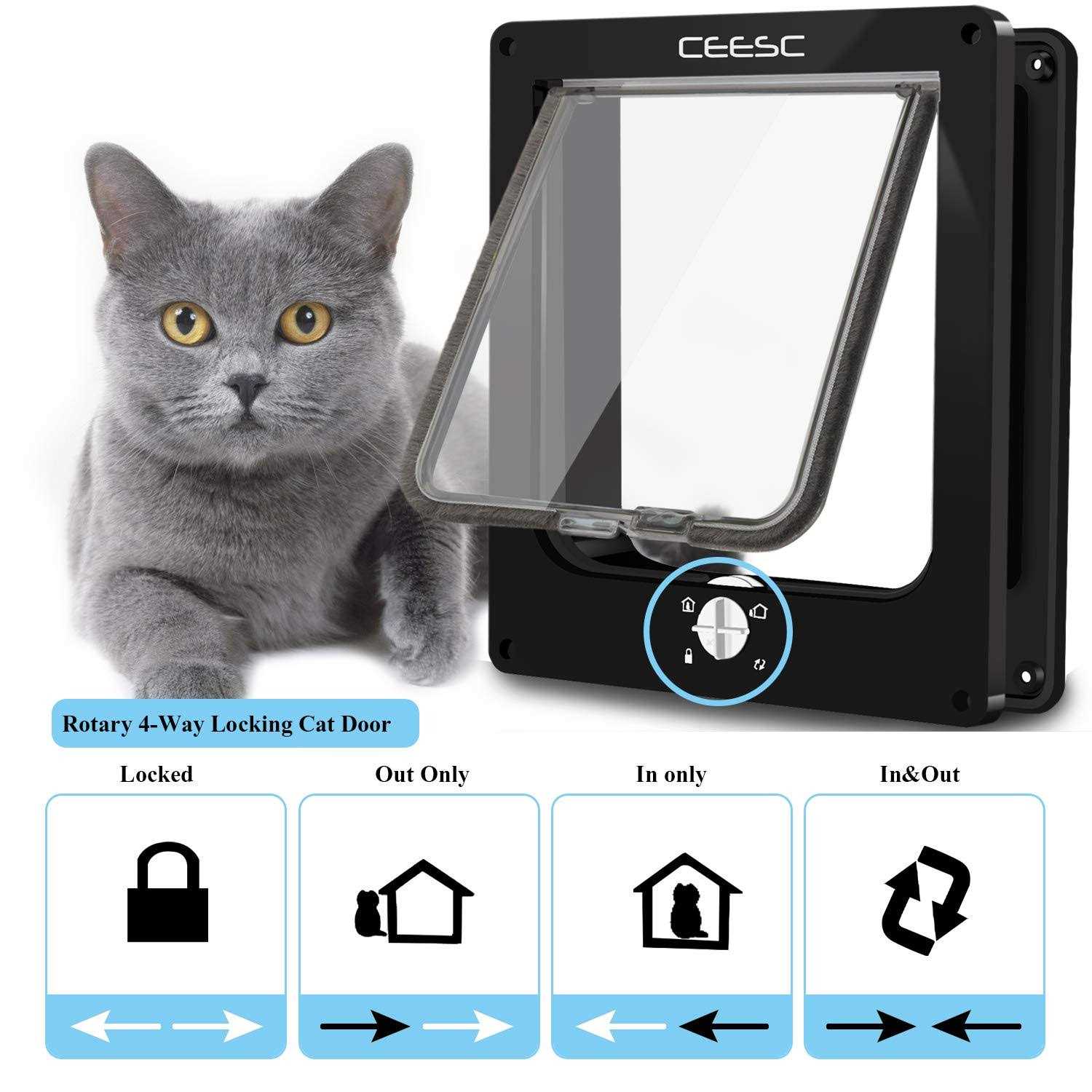 CEESC Cat Magnetic Pet Door 4 Way Lock for Cats and - Nail Gallerys