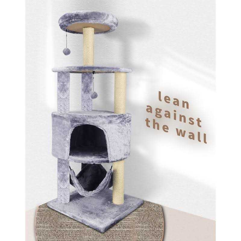 HUITREE Cat Tree with Scratching Post and Hanging Bedgrey - Nail Gallerys