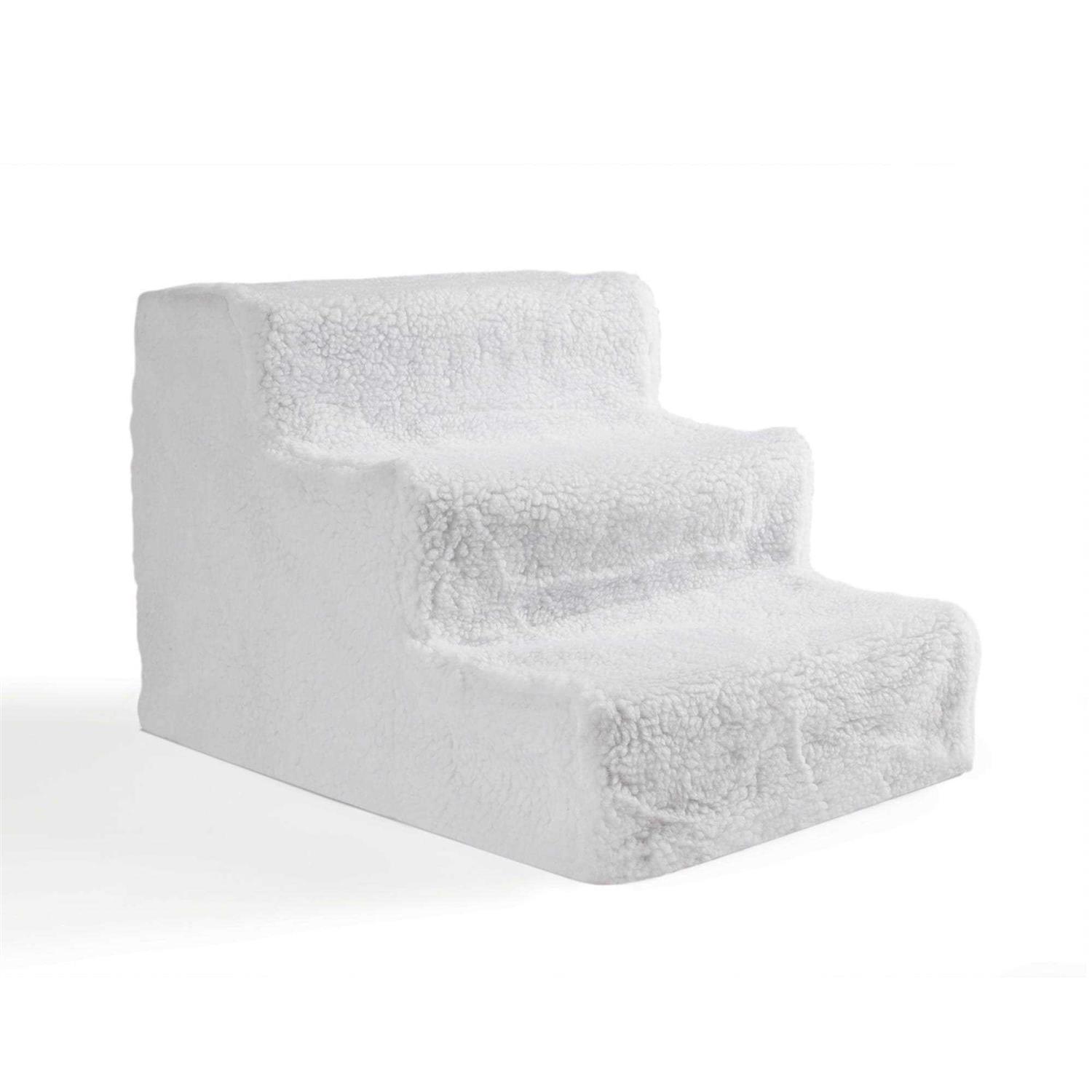 Pet Parade Three Step Dog & Cat Stairs, White, Medium - Nail Gallerys