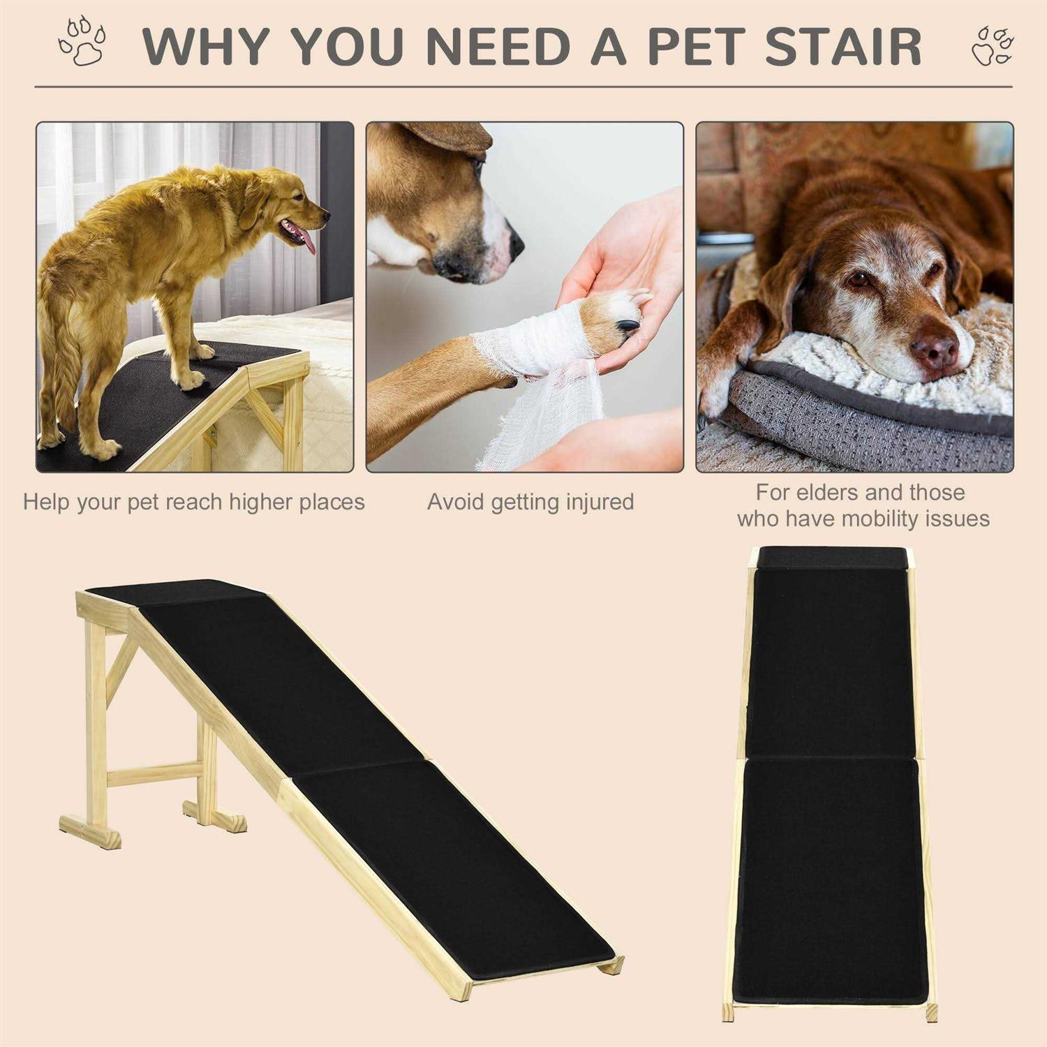 PawHut Pet Ramp, Dog Bed Ramp for Dogs with Non-Slip Carpet and Top Platform - Nail Gallerys