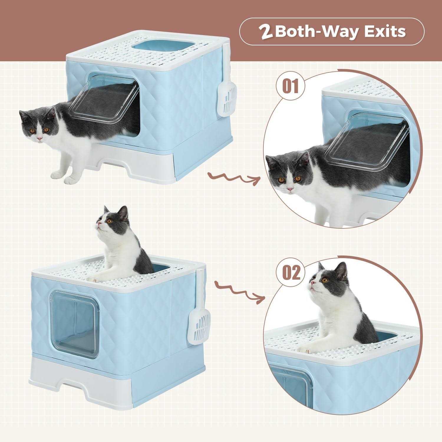 PAWZ Road Enclosed 2 Ways Anti-splash Cat Litter Box - Nail Gallerys