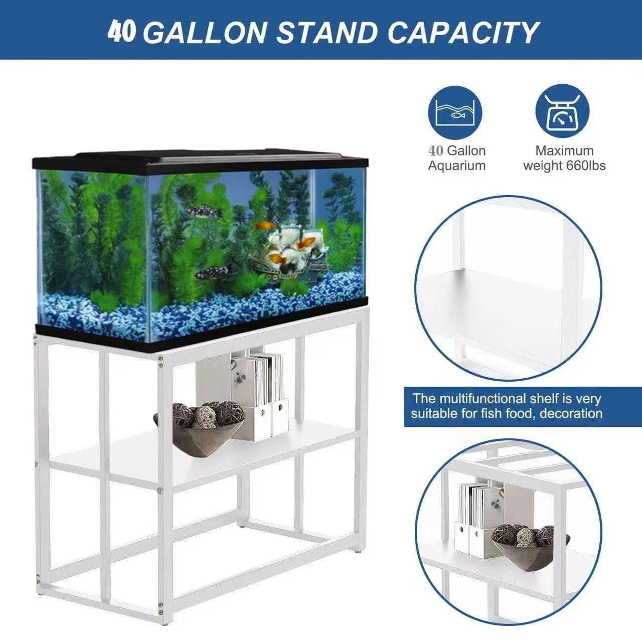 WSYFC 40 Gallon Fish Tank Stand, with Storage Shelf 36.5 x 18.5 x 29.5 Inch Aquarium Stand, Turtle Tank, Reptile Terrariums and Breeder Tank - Nail Gallerys