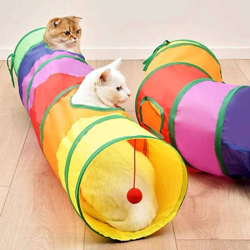 Eenk Cat Toy Tunnel and Cubes Bundle Interactive Crinkle Collapsible Tube and Foldable Cubes Playground for Pet, Cats and Puppy - Nail Gallerys