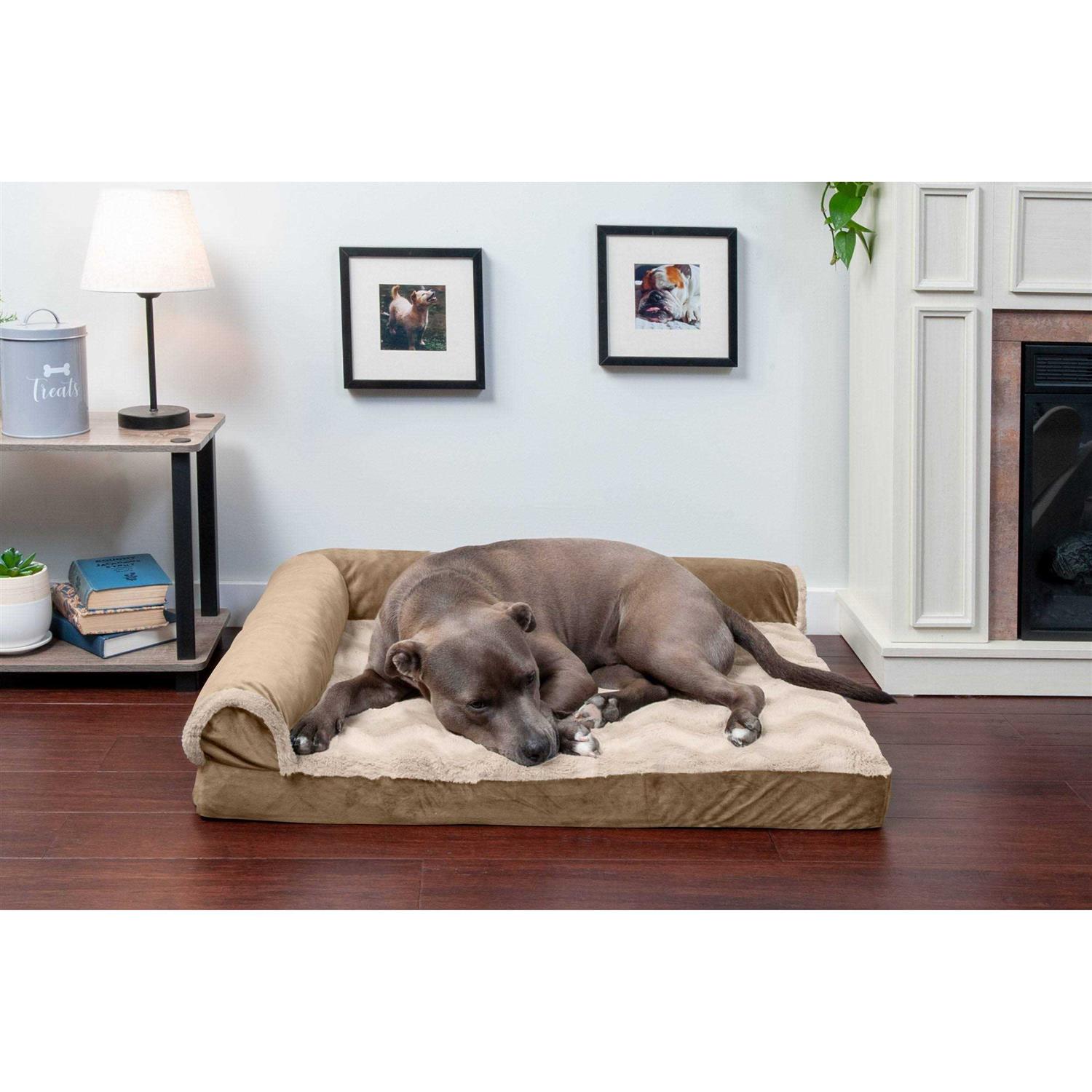 FurHaven Wave Fur & Velvet Deluxe Chaise Lounge Dog Bed - Nail Gallerys