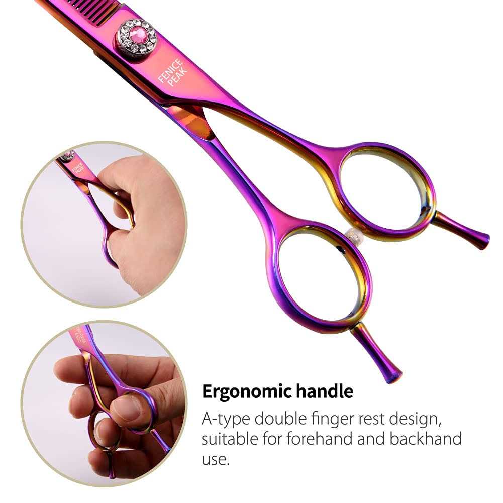 Fenice Peak Professional Dog Grooming Scissors Pet Curved Thinning Shears 7.0” Extremely Sharp Blades 440C Steel Thinning Scissors Durable Smooth - Nail Gallerys