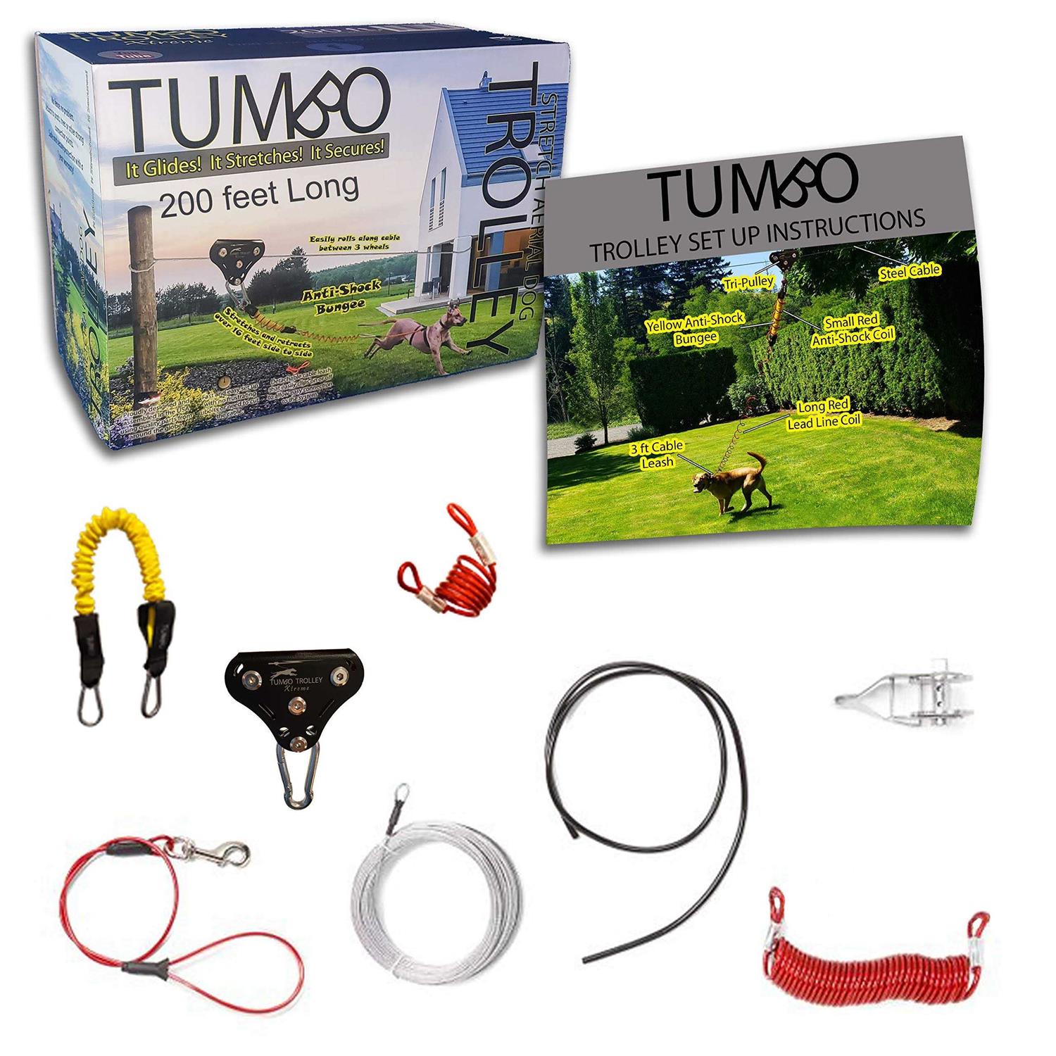 Tumbo Xtreme Trolley Anti-Shock Aerial Dog Runner for Yard - Nail Gallerys